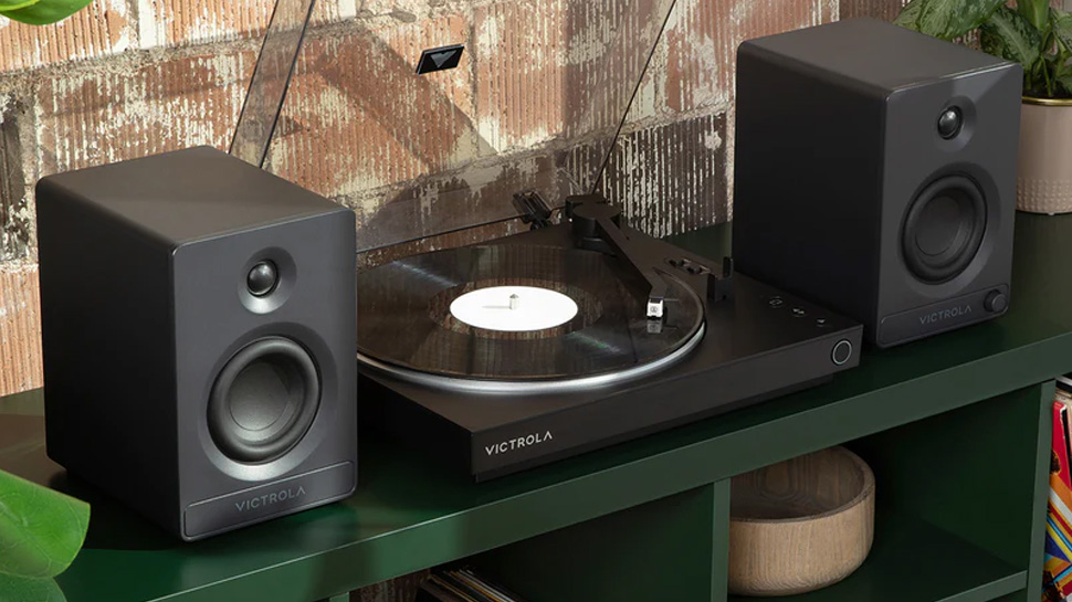tocadiscos con altavoces de Victrola